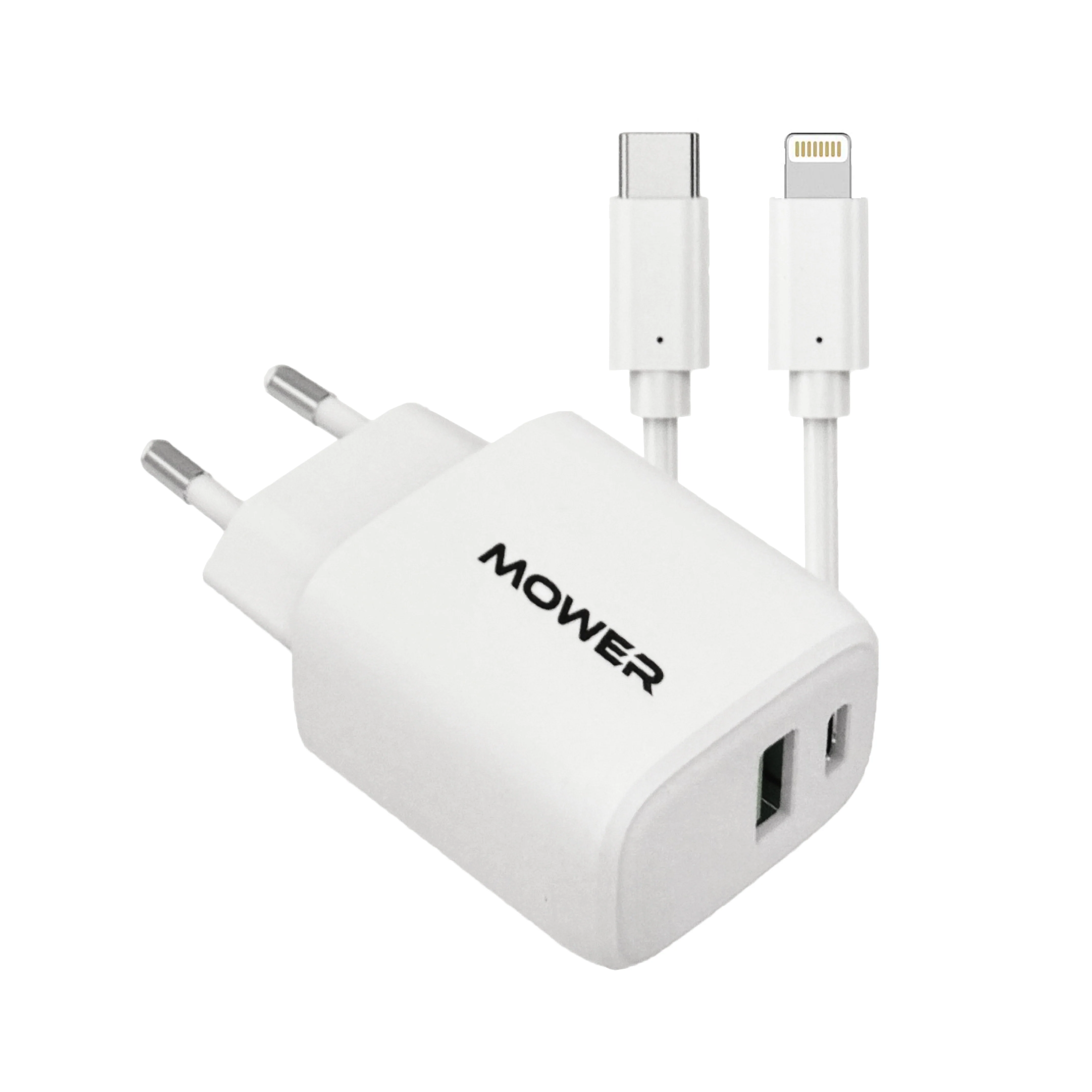 מטען קיר USB-A + USB-C 38W עם כבל Lightning