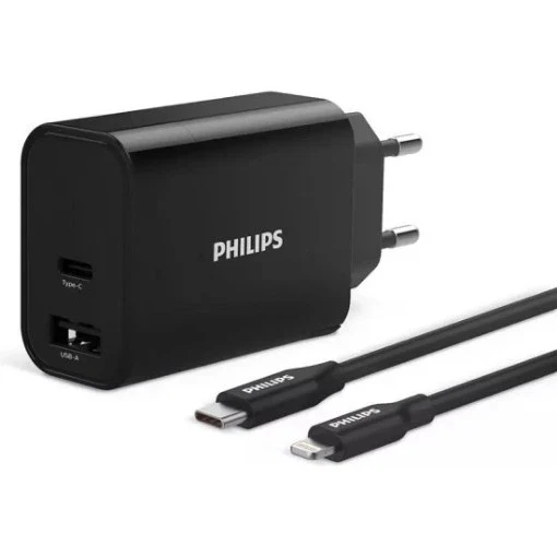 מטען קיר USB-A + USB-C עם כבל USB-C TO Lightning