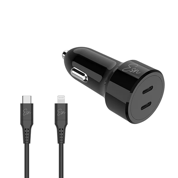 מטען רכב USB-C*2 40W עם כבל Lightning