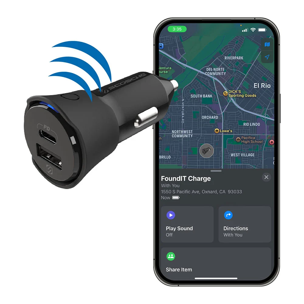 מטען לרכב עם איתור FoundIT™ Charger 32w DUAL